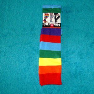 Women/Girls Over The Knee Rainbow Stripe Socks Size Medium 9-11 Fit Shoes 6-9
